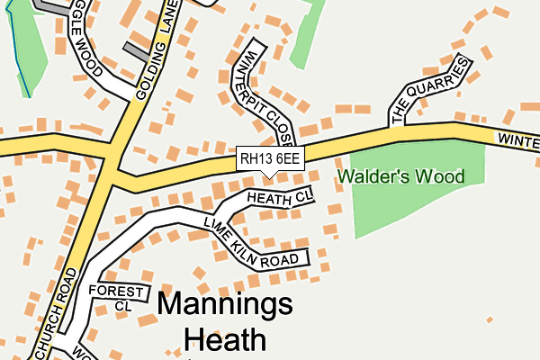 RH13 6EE map - OS OpenMap – Local (Ordnance Survey)