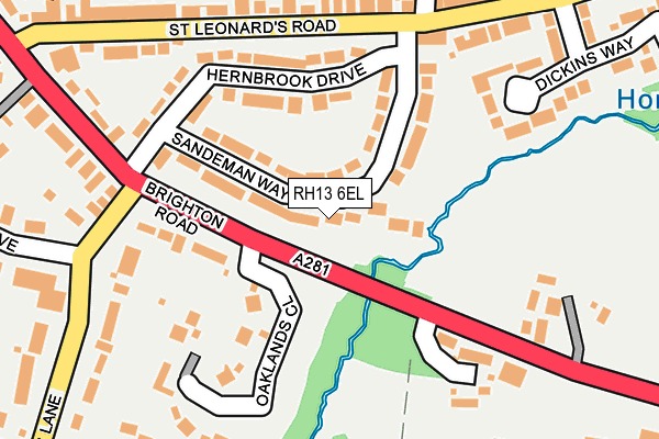 RH13 6EL map - OS OpenMap – Local (Ordnance Survey)