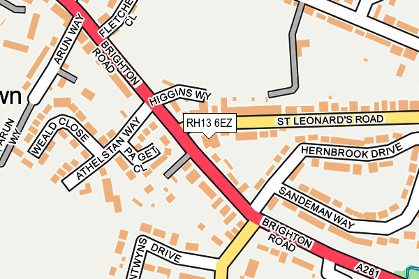 RH13 6EZ map - OS OpenMap – Local (Ordnance Survey)