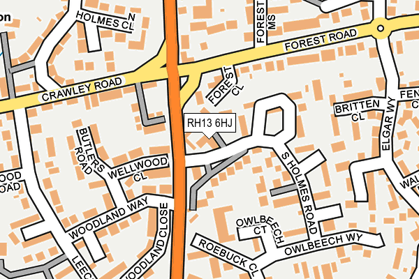 RH13 6HJ map - OS OpenMap – Local (Ordnance Survey)