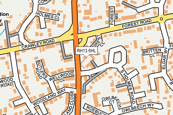 RH13 6HL map - OS OpenMap – Local (Ordnance Survey)