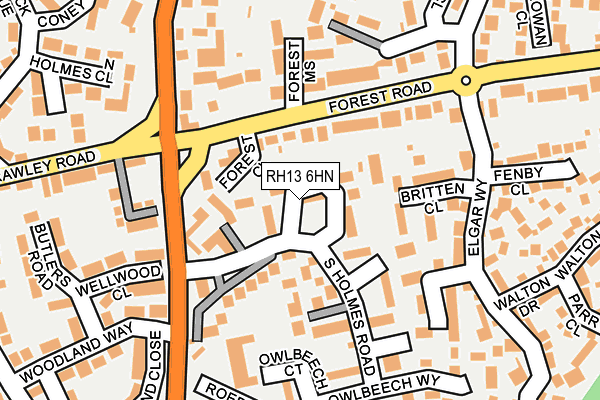 RH13 6HN map - OS OpenMap – Local (Ordnance Survey)