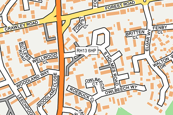 RH13 6HP map - OS OpenMap – Local (Ordnance Survey)