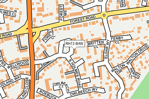 RH13 6HW map - OS OpenMap – Local (Ordnance Survey)