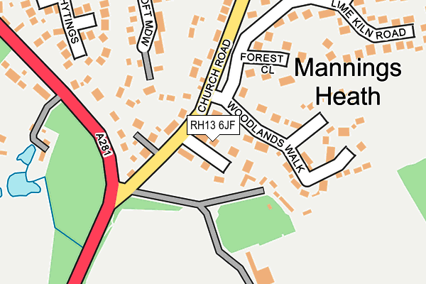 RH13 6JF map - OS OpenMap – Local (Ordnance Survey)