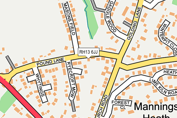 RH13 6JJ map - OS OpenMap – Local (Ordnance Survey)