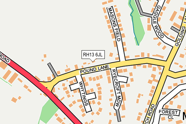 RH13 6JL map - OS OpenMap – Local (Ordnance Survey)