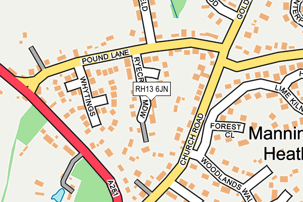 RH13 6JN map - OS OpenMap – Local (Ordnance Survey)