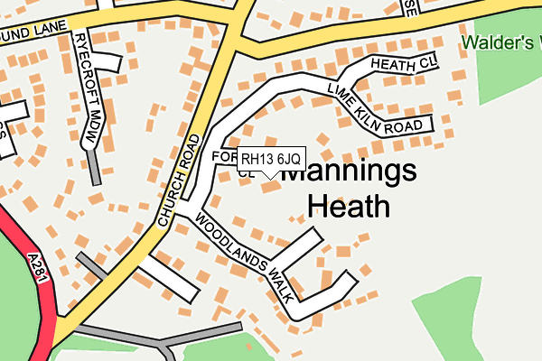 RH13 6JQ map - OS OpenMap – Local (Ordnance Survey)