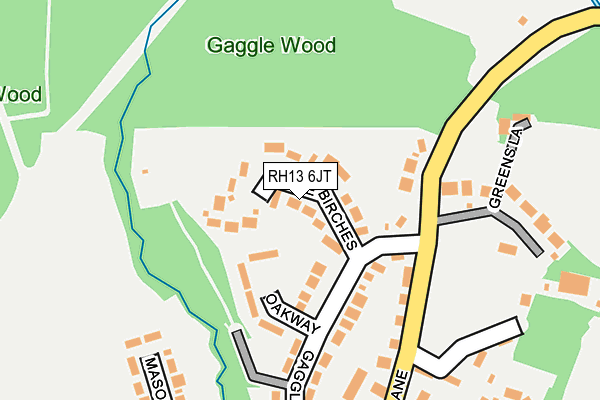 RH13 6JT map - OS OpenMap – Local (Ordnance Survey)