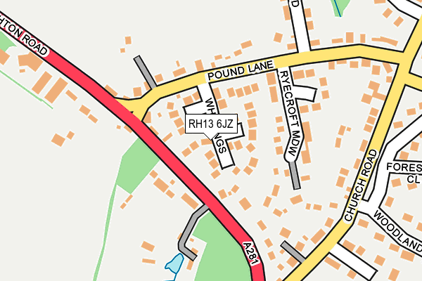 RH13 6JZ map - OS OpenMap – Local (Ordnance Survey)