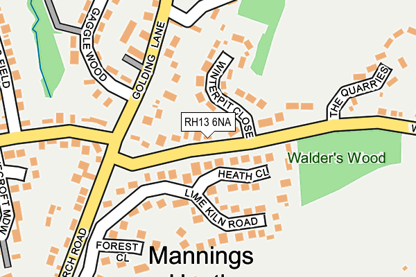 RH13 6NA map - OS OpenMap – Local (Ordnance Survey)