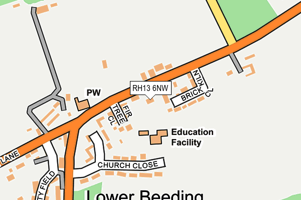 RH13 6NW map - OS OpenMap – Local (Ordnance Survey)