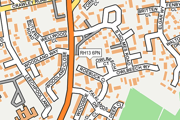 RH13 6PN map - OS OpenMap – Local (Ordnance Survey)