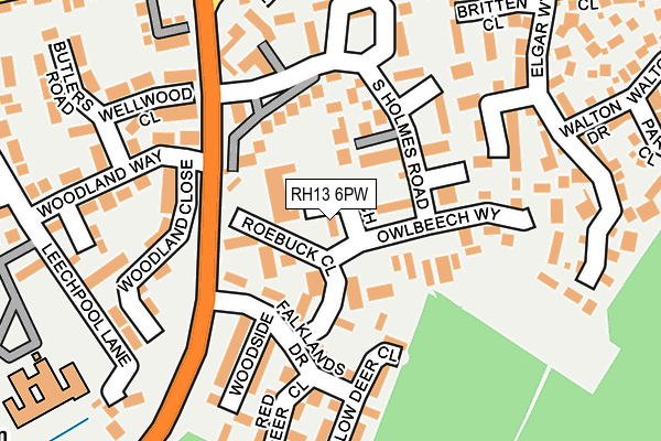 RH13 6PW map - OS OpenMap – Local (Ordnance Survey)