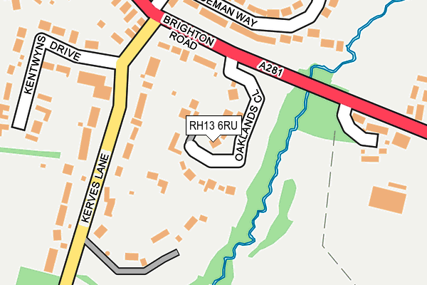 RH13 6RU map - OS OpenMap – Local (Ordnance Survey)