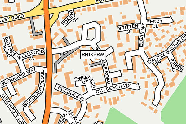 RH13 6RW map - OS OpenMap – Local (Ordnance Survey)