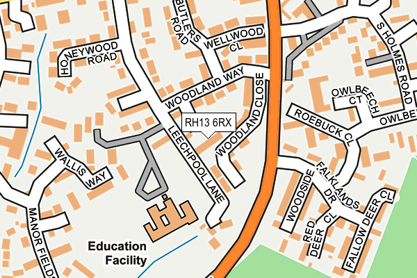 RH13 6RX map - OS OpenMap – Local (Ordnance Survey)