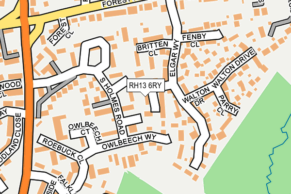 RH13 6RY map - OS OpenMap – Local (Ordnance Survey)