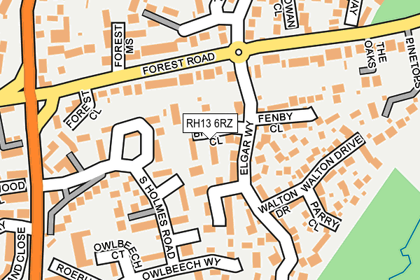 RH13 6RZ map - OS OpenMap – Local (Ordnance Survey)