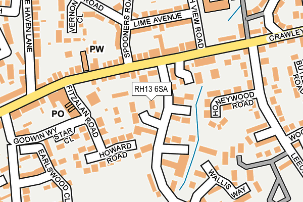 RH13 6SA map - OS OpenMap – Local (Ordnance Survey)