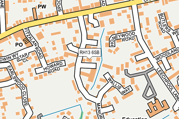 RH13 6SB map - OS OpenMap – Local (Ordnance Survey)
