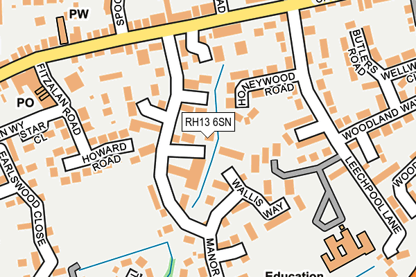 RH13 6SN map - OS OpenMap – Local (Ordnance Survey)