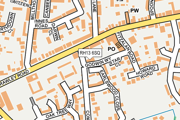 RH13 6SQ map - OS OpenMap – Local (Ordnance Survey)