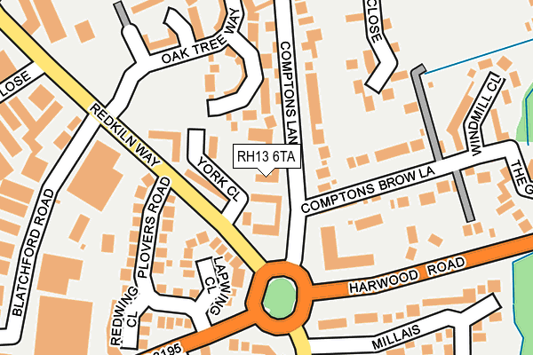 RH13 6TA map - OS OpenMap – Local (Ordnance Survey)