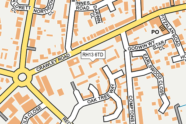 RH13 6TD map - OS OpenMap – Local (Ordnance Survey)