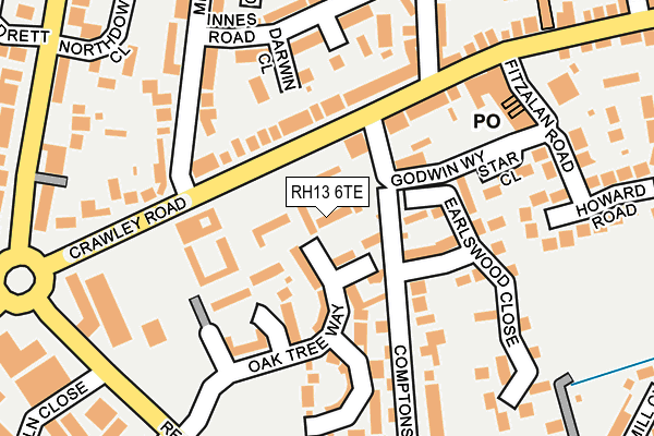 RH13 6TE map - OS OpenMap – Local (Ordnance Survey)