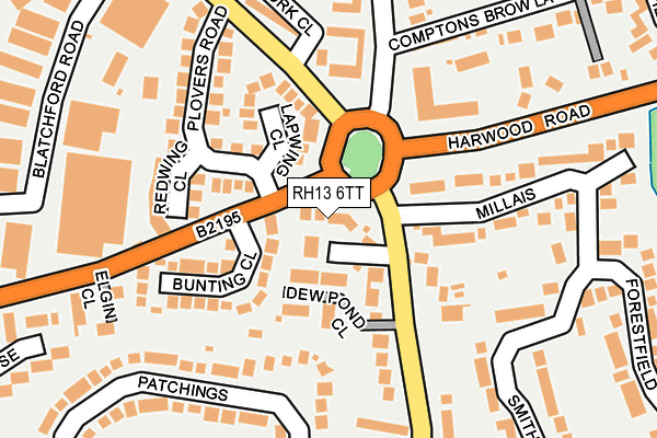 RH13 6TT map - OS OpenMap – Local (Ordnance Survey)