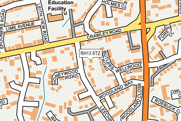 RH13 6TZ map - OS OpenMap – Local (Ordnance Survey)