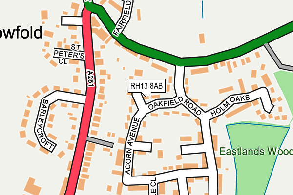 RH13 8AB map - OS OpenMap – Local (Ordnance Survey)