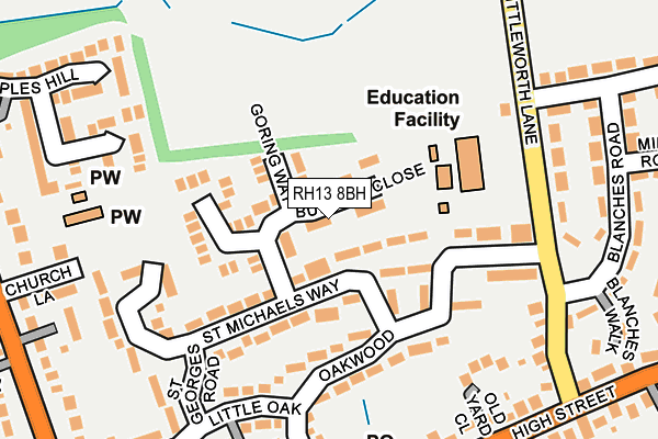 RH13 8BH map - OS OpenMap – Local (Ordnance Survey)