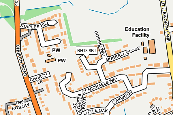 RH13 8BJ map - OS OpenMap – Local (Ordnance Survey)