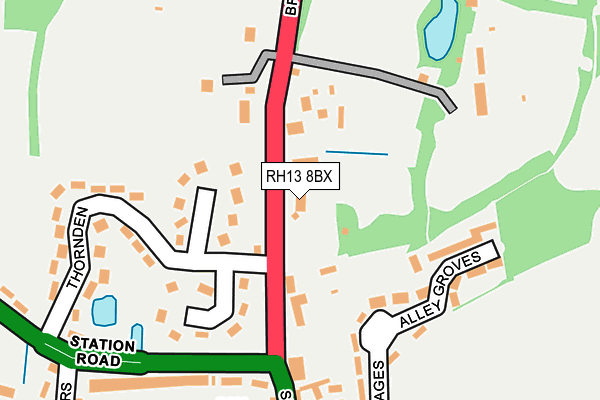 RH13 8BX map - OS OpenMap – Local (Ordnance Survey)