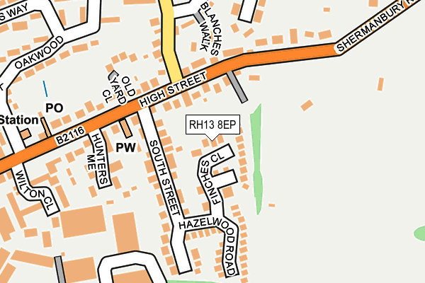 RH13 8EP map - OS OpenMap – Local (Ordnance Survey)