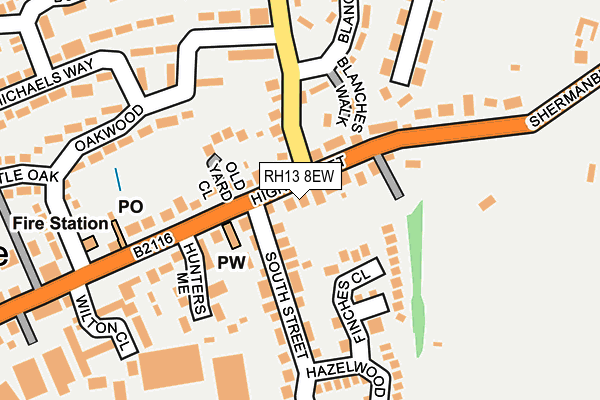 RH13 8EW map - OS OpenMap – Local (Ordnance Survey)
