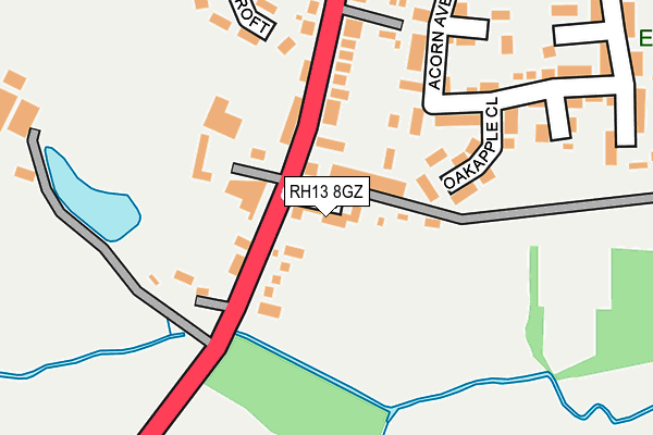 RH13 8GZ map - OS OpenMap – Local (Ordnance Survey)