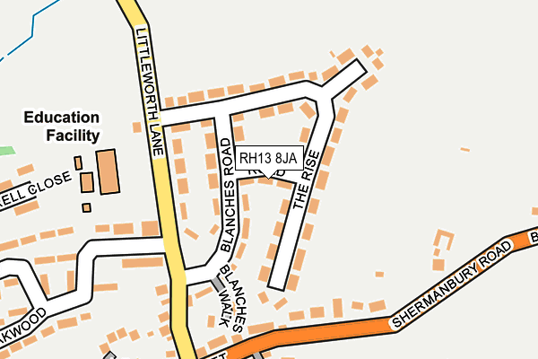 RH13 8JA map - OS OpenMap – Local (Ordnance Survey)