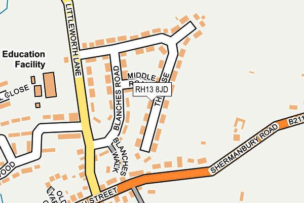 RH13 8JD map - OS OpenMap – Local (Ordnance Survey)