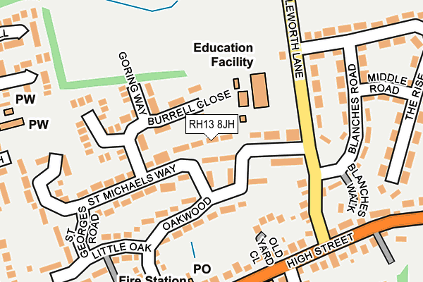 RH13 8JH map - OS OpenMap – Local (Ordnance Survey)