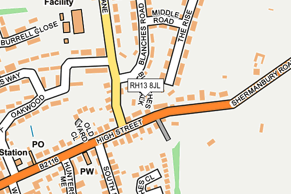 RH13 8JL map - OS OpenMap – Local (Ordnance Survey)