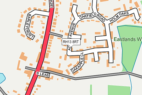 RH13 8RT map - OS OpenMap – Local (Ordnance Survey)