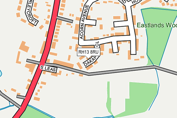 RH13 8RU map - OS OpenMap – Local (Ordnance Survey)
