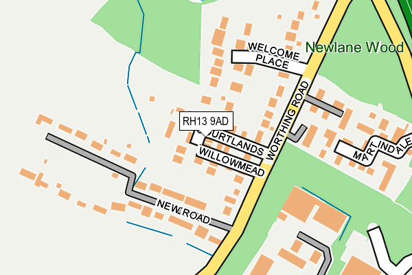 RH13 9AD map - OS OpenMap – Local (Ordnance Survey)