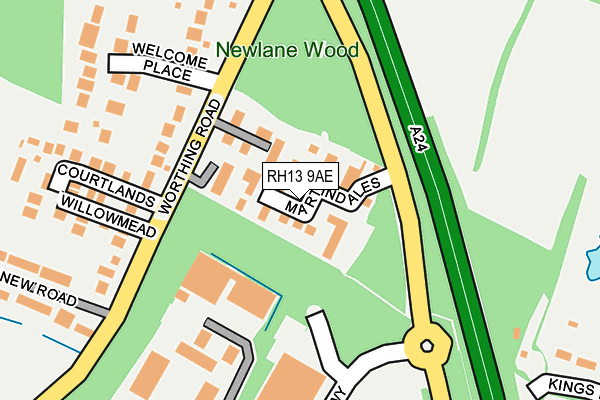 RH13 9AE map - OS OpenMap – Local (Ordnance Survey)