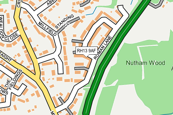 RH13 9AF map - OS OpenMap – Local (Ordnance Survey)
