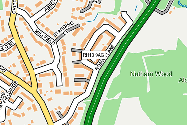 RH13 9AG map - OS OpenMap – Local (Ordnance Survey)